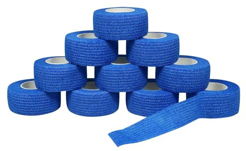 QiGui 10 Rollen Fingerpflaster Selbsthaftend Bandage Elastische Verband 2,5cm x 4,5m Wasserfestes Selbstklebender Haftbandage Cohesive Fixierverband Pflasterverband Pet Vet Wrap für Erste Hilfe Sport
