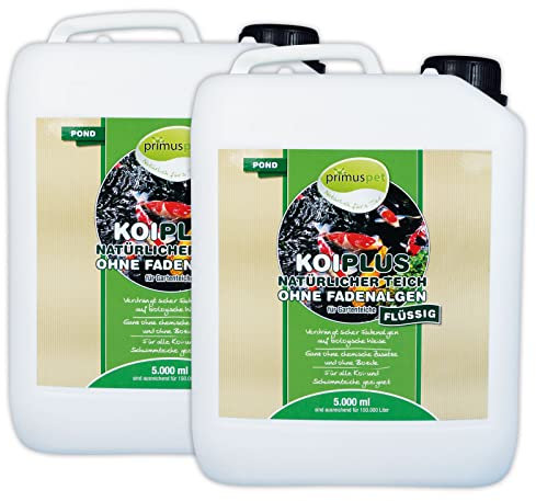 primuspet NEUHEIT KOIPLUS Natürlicher Teich ohne Fadenalgen - FLÜSSIG (Verdrängt Fadenalgen ohne chemische Zusätze, algenfreier Gartenteich), Inhalt:10 Liter