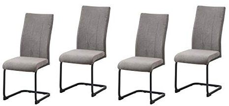 HTI-Line Schwingstuhl 4er-Set Braun LennyP Freischwinger Esszimmerstuhl Kufengestell aus Metall