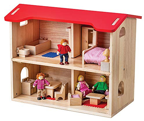 Bigjigs Toys Wooden Dolls House Complete with Accessories, Furniture and Family