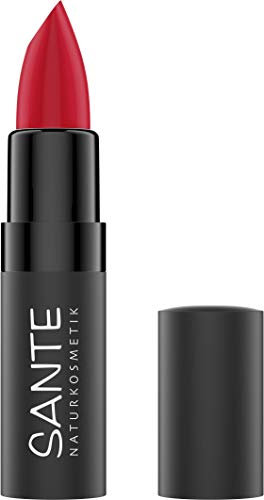 SANTE Naturkosmetik Matte Lipstick 07 Kiss-Me Red, Lippenstift, Matt-Effekt, Mit Bio-Kakaobutter, Intensive Farbpigmentierung, 4, 5g