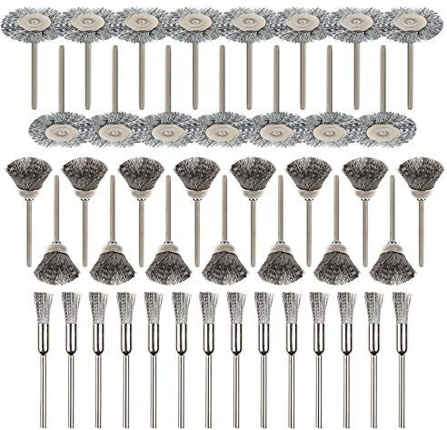 Bestgle Set di 45 Spazzole in Filo di Acciaio di Acciaio Lucidatura Pulito Rotazione Strumento Accessori per Utensili Rotativi Dreme