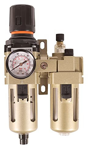 WELDINGER Druckluft Regler/Öl-Nebler Kombination (Wartungseinheit) 3/8 mit Wasserabschieder Manometer ohne Kupplungen