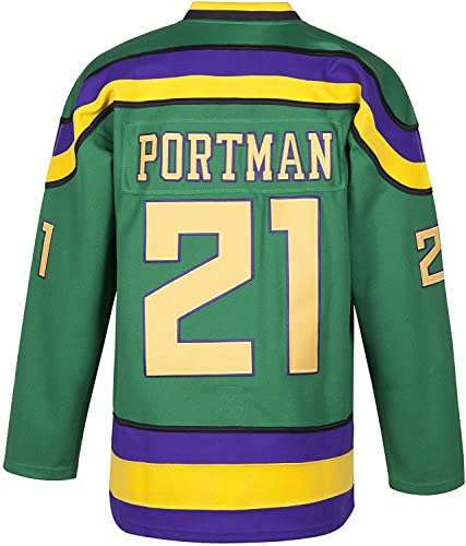 Youth Mighty Ducks Movie Shirts Ice Hockey Jersey (Small, 21 Portman Green)