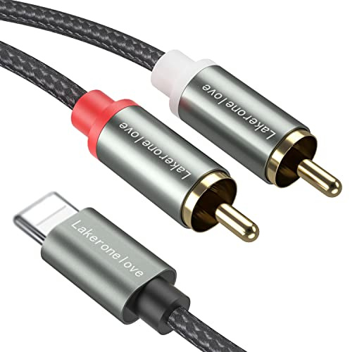 Lakeronelove Lightning auf Cinch Kabel, RCA auf adapter 2RCA Audio Kabel Chinch Kabel kompatibel mit Lightning Pad Pod für Heimkino, Stereoanlage, Lautsprecher, TV usw.(1M)