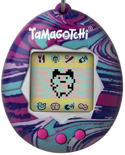 TAMAGOTCHI Bandai Original Marble Shell Original Cyber Pet 90s Adults and Kids Toy with Chain | Retro Virtual Pets are Great Boys and Girls Toys or Gifts for Ages 8+