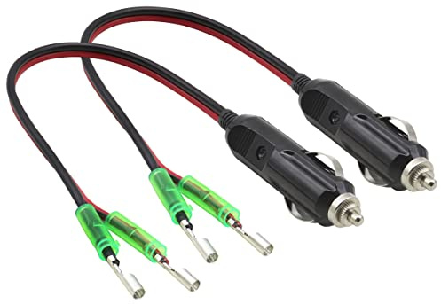 AAOTOKK 16AWG ZigarettenzünderStecker,Eingebaute 10A Sicherung.(1Fuß/2Pack) | 12V Zigarettenanzünder Männer Kabel,Zubehör10A Sicherung und rotem LED Licht,geeignet fürAutokühlschranke, Autoluftpumpen.