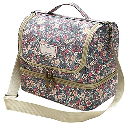 Nanxson Bolsa térmica para el almuerzo,Bolsa térmica grande e impermeable | Bolso isotérmico pequeño para hombre y mujer,Bolso isotérmico estampado,Bolso tote isotérmico,Con correa de hombro ajustable