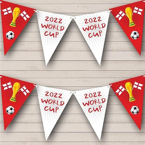 Fingerprint Designs 2022 World Cup England Trophy Football Personalised Any Text Banner Bunting