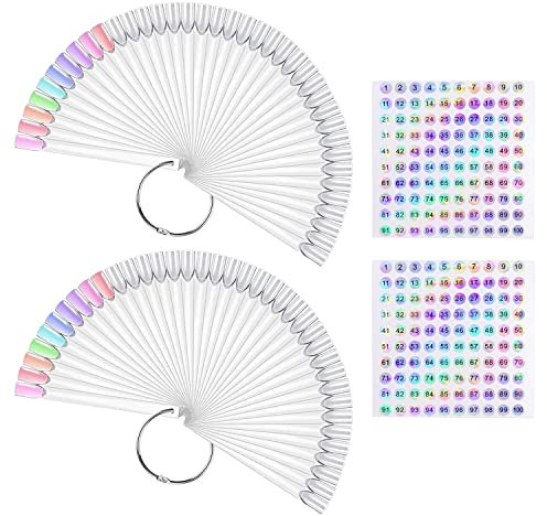 100PCS Nuancier Ongles avec 2PCS Autocollants de Numéro 1-100 pour Presentoir Ongles, Nuancier Ongles Numéroté pour Presentoir Vernis, Accessoire Ongle (Transparent)