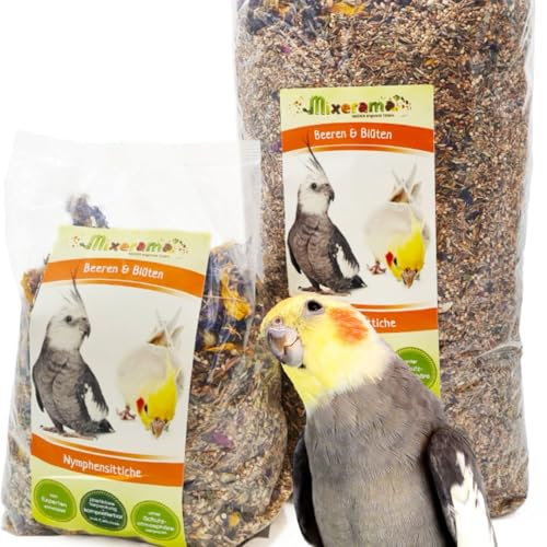Mixerama Nymphensittiche Beeren & Blüten - natürliches Futter für den Nymphensittich mit Früchten Sittichfutter Vogelfutter