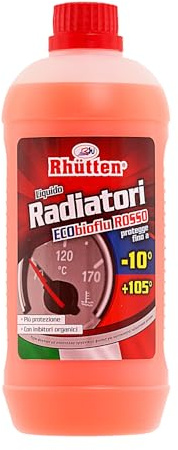 Liquido Radiatori Permanente, Colore Rosso, Protezione Alluminio, Antigelo fino -10°C, Additivi Organici, 1L