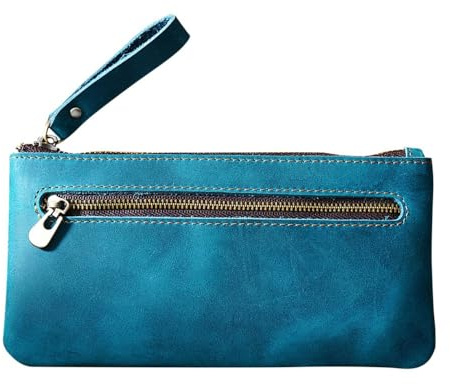DONGKER Leder Federmäppchen, große Kapazität Federmappe, Modernes Vintage Federtasche mit Reißverschluss für Erwachsene und, 4.3x8.1