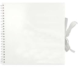 Scrapbook Photo Album Small 15 x 15cm White Square Scrap Book Photo Album With 50 sheets 100 pages and Ribbon Closure Ideal for Wedding Family Baby Vacation Arts Crafts DIY