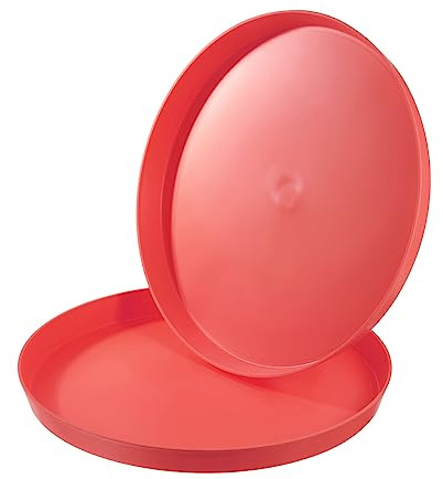 PATIKIL Lot de 2 plateaux de service ronds antidérapants pour restaurant, bar, café, rouge 35,6 cm