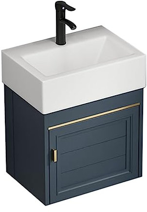 Keramik Waschbecken Eckig 31cm Breit Hängewaschbecken Badmöbel Hängeschrank mit Überlauf & Nano-Beschichtung mit Warm Kaltwasserhahn Gäste WC Waschbecken Zur Wandmontage Pflegeleichtes Becken ( Size :