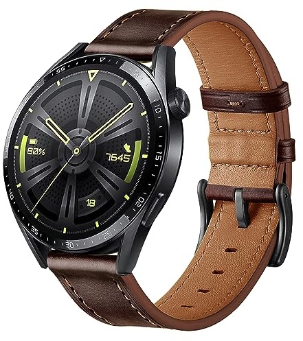 Läderarmband för Huawei Watch GT 3 Pro, Huawei Watch GT 3 46 mm, Huawei Watch GT2 46 mm, Huawei Watch GT2 Pro/GT 2,22 mm ersättningsarmband för Huawei Watch GT Fashion, sport, Active, elegant,