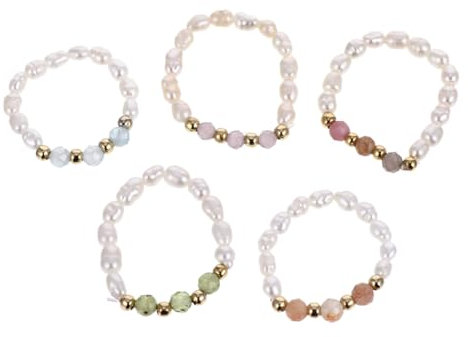 CALLARON Perlenring Damen Fingerring Handgefertigt mit Kristallperlen und Strass 3 Stück Elastisches Design Vielseitig Tragbar Passt zu Jedem Outfit und Anlass