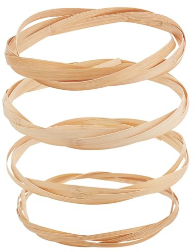 FINGERINSPIRE 4 Rolle Bambusstreifen Zum Weben 4 Stile Flache Natürliche Bambusgeflechtstreifen Mokassin Dünne Flache Breite Streifen Bambusstreifen Rattan Für DIY Korbflechten Streifenzubehör