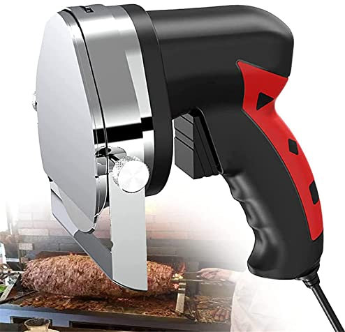 Trancheuse à Kebab électrique, couteau Shawarma portatif professionnel, machine à couteau de coupe-viande en acier inoxydable à épaisseur réglable pour couper la dinde d'agneau de Kebab turc