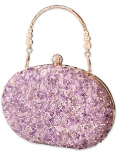 CORIOS Glitzer Pailletten Clutch Tasche Damen Abendtasche Hochzeit Brautbörse Handtasche Funkelnd Schultertasche Elegante Klein Tasche Glänzend Umhängetasche Hellviolett