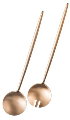 Juego De Cubiertos 2 Piezas De Acero Inoxidable Tenedor Para Ensalada Cuchara Buffet Cubiertos Cuchara Para Ensalada De Frutas Tenedor Dorado A
