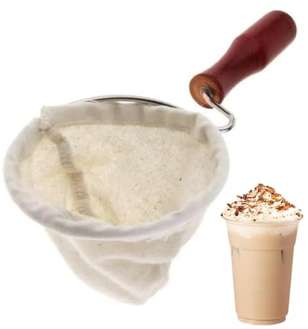 Filtro de café de tela, bolsa de goteo de café, mango de madera, filtro de café reutilizable, bolsa de filtro de franela para café, colador de calcetines de café