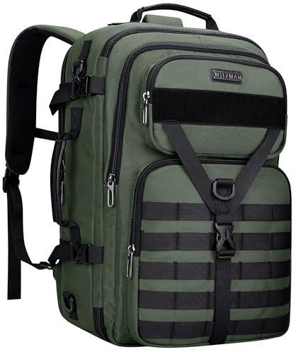 WITZMAN 45L Nylon Reiserucksack Herren 3-in-1 mit Laptopfach | USB-Anschluss, Mehrere Fächer und Flexible Tragemöglichkeiten, Ideal für Reisen und Geschäftsreisen, B688 Lichtgrün