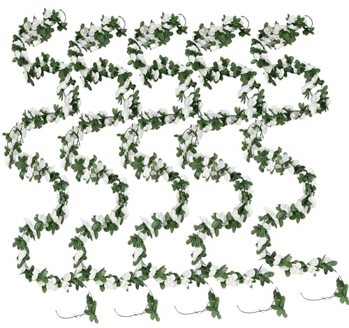 AGSYFFD 6 Stück künstliche Rosenreben Jeder Strauß von 45 Köpfen von Rosen 2,5 m Lange dekorative künstliche Blumen Reben realistisches Design Kranz Pflanzen