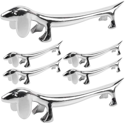 Hsthe Sea Pack of 6 Beautiful Dog-Shaped Chopstick Rests, Zinc Alloy Pins, Stylish Spoon Fork Holders, Dinner Spoon Stands, Chopstick Benches, Rests, Cutlery Shelves in Silver