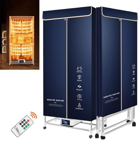 Ddasam Asciugatrice portatile per bucato 2200W Asciugatrice Elettrica 20kg capacità Risparmio Energetico (Anione) Abbigliamento Heater 240min Timer Digitale,per Tutti I Vestiti di Quattro Stagioni