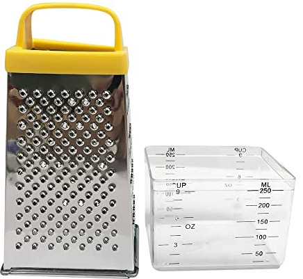 YIWEOG Rallador Caja de rallador manual de verduras de queso de acero inoxidable de 4 lados con caja de contenedor (mango en color aleatorio)