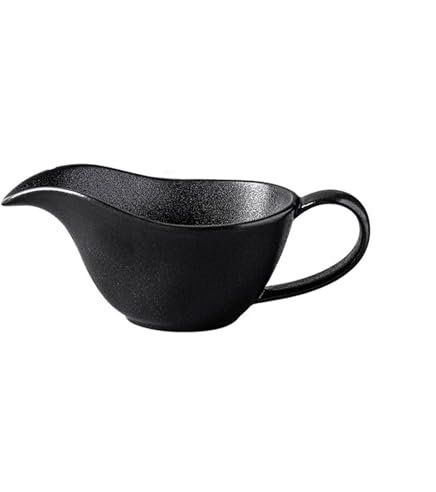 SDA287MZ Sauce Boat High-grade Ceramic Western Food Juice Hopper Sauce Dish Coffee With Milk Cup Tableware Boat Juice Cup Sauce Bowl Gravy Jug(Black)