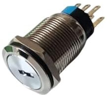 19-mm-Schlüsselschalter 2NO2NC 3-Positionen-Metallschalter mit Schlüsseln IP66 250 V 5 A EIN AUS EIN KS-Drehschalter for elektrisches Tastenfeld