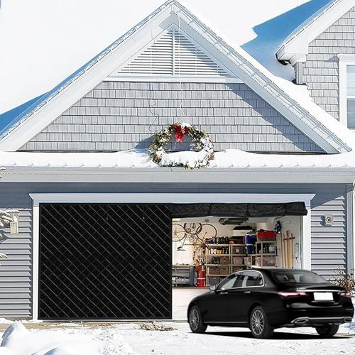 Kit D'isolation De Porte De Garage 16 X 7 Pieds, écran De Porte De Garage pour l'hiver, Rideau De Porte De Garage à Isolation Thermique Magnétique, Housse De Garage Remplie De Tissu Oxford avec