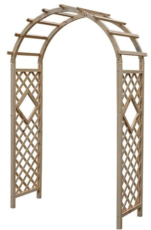 Arco da giardino in legno pergolato pergolato per piante rampicanti grande traliccio da esterno pergolato supporto per rose decorazione matrimonio 140 x 225 cm colore legno