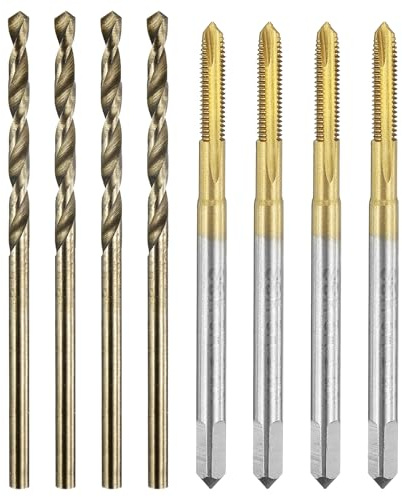 sourcing map Gewindeschneider- und Bohrer-Set, 4 Stück M2,5 x 0,45 metrische Spiralgewindebohrer und 4 Stück 2,1 mm Spiralbohrer, HSS-6542/M35 HSS-CO Gewindeschneidwerkzeug