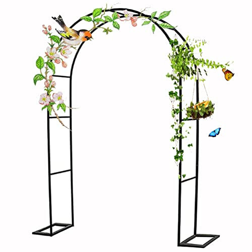 Pérgola grande de metal para jardín, para decoración de patio, césped, patio, fácil montaje, color negro, 350 cm