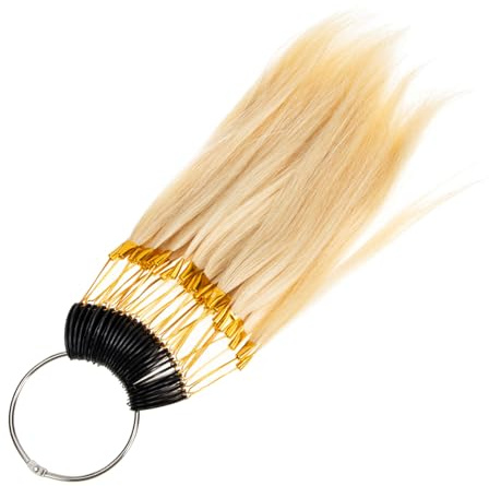 FRCOLOR Lot De 30 Set De Échantillons De Cheveux Humains Naturels, 9 Nuances, Extensions Lisses Anneaux Inox, Tableau De Couleurs Pour Professionnels Coiffure Et Formation