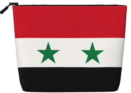 Flagge der Arabischen Republik Syrien Damen Kultur- und Kosmetiktasche, Unisex-Kulturbeutel, Aufbewahrungstasche für Körperpflege, Schwarz, Einheitsgröße