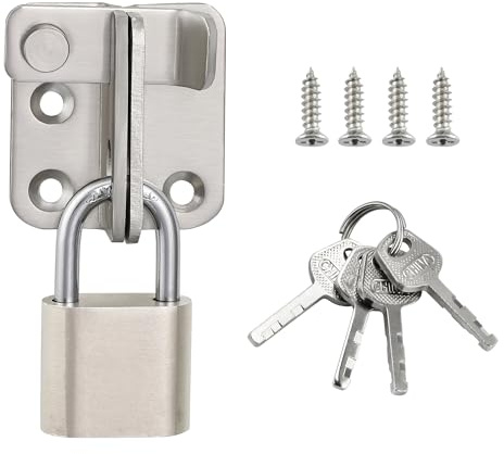 SAYAYO Türriegel Außen Edelstahl Riegelschloss Schlossriegel, Klein Silber | Türschloss Abschließbar mit Vorhängeschloss, Türverriegelung Links öffnen Gartentor Schloss für Fenster,Tor, Zaun