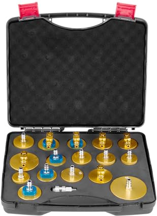 VEVOR Kit de Purga de Frenos Maestro, 17 uds, Juego de Adaptadores de Purga de Frenos Profesional con Kit Completo y Manija, Apto para la Mayoría de Vehículos Nuevos y Viejos, 360 x 310 x 90 mm