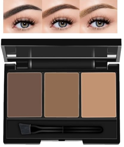 Eyebrow Powder Br/ow Shaping Kit,3 Colors Eyebrow Shaping Kit,Professional Eyebr/ow Powder Ki/t,Eyebro/w Pow/der Palette Set with Brush and Mirror,Br/ow Definer Po/wder Eyebro/w Filler Dark for Women