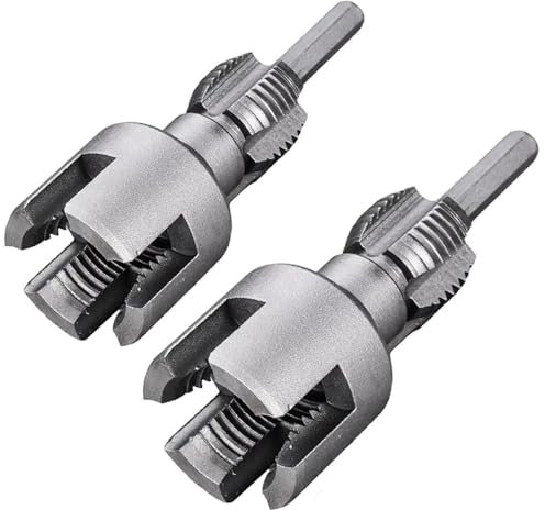Integrated Internal & External Pipe Threading Tool, 2pcs, 1/2 (DN15) y 3/4 (DN20), Juego de Machos y Terrajas, Machos para Roscas para Taladros Eléctricos, Roscadora de Tubos de PVC (2pcs)