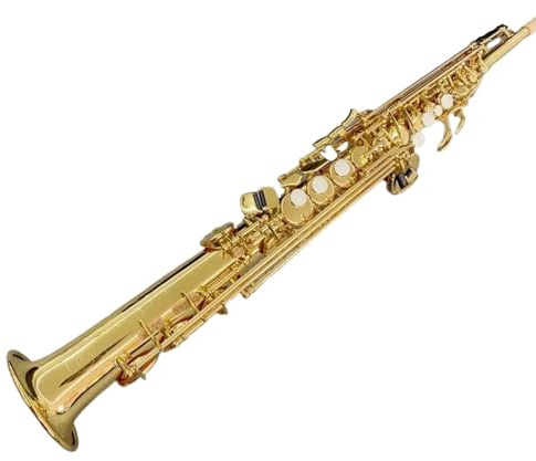 YSS 475 Sopransaxophon Bb mit geradem Rohr Messing, Goldlack professionelles Instrument mit Koffer Professionelles Saxophon