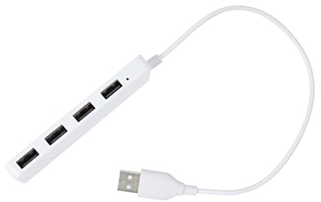 Hub USB 2. 0 4 Ports Blanc Ultrafin pour Pc et Portable, Extension USB | Répartiteur USB 2. 0 en Plastique, pour Ordinateur et Chargeur USB Voiture ou Mural, Charge 4 Appareils Simultanément