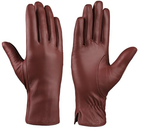 MGGMOKAY Damen Lederhandschuhe Kaschmir gefüttert Warmer Winter Autofahren Handschuh