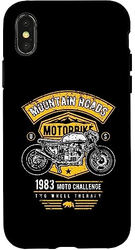 Mountain Roads Retro Motorrad Used-Look Hülle für iPhone X/XS