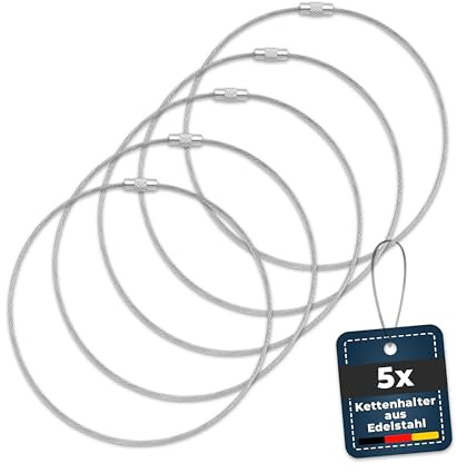 OH3 Fitgadgets Heißwachs Kettenhalter aus Edelstahl 30 cm, 5 stck. Kettenwachs-Ringe/Kettenringe für Fahrradketten, zum sicheren Eintauchen ins Heißwachs, wiederverwendbare Drahtringe, Hot-Wax Zubehör