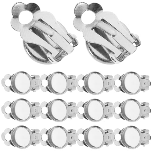 Angoily 50 Stück Ohrclip Tabletts 8mm Silberfarben Ohrclips Zubehör für Selbstgemacht Schmuckherstellung aus Langlebigem Material